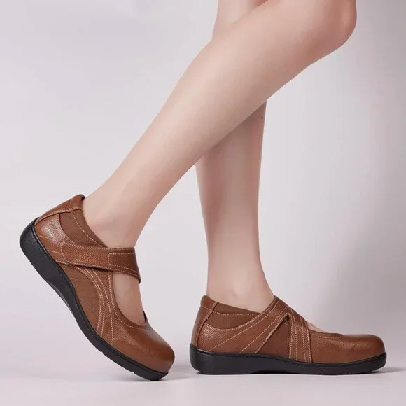 Women's Leather Mary Jane Flats Casual Dress Shoes Lightweight Size 8 - Picture 5 of 6